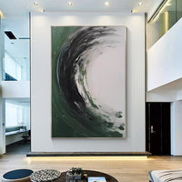 HKM-422419 Handmade Abstract Oil Painting on Canvas - Modern Green Texture Decoration for Living Room and Bedroom