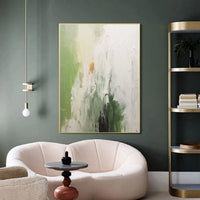 HKM-422419 Handmade Abstract Oil Painting on Canvas - Modern Green Texture Decoration for Living Room and Bedroom