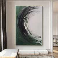 HKM-422419 Handmade Abstract Oil Painting on Canvas - Modern Green Texture Decoration for Living Room and Bedroom