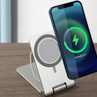 HKM-422547 Magnetic Wireless Charger C10 for Apple Devices - Desktop Charging Base in Silver