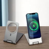 HKM-422547 Magnetic Wireless Charger C10 for Apple Devices - Desktop Charging Base in Silver