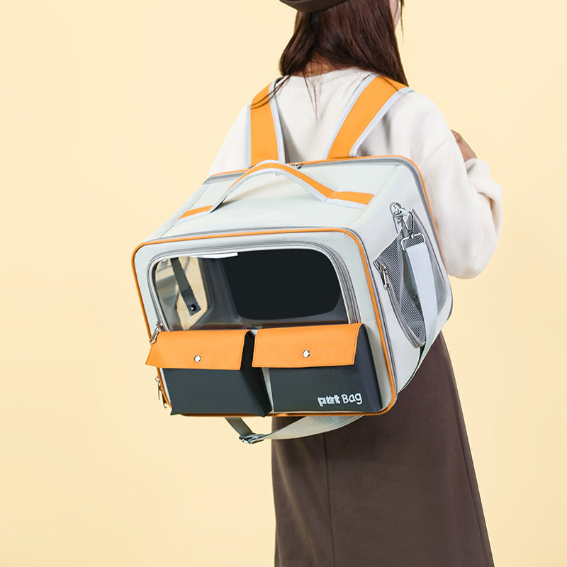 HKM-422675 Breathable Foldable Outdoor Cat Backpack with Large Capacity - Medium Soft Nylon Pet Carrier