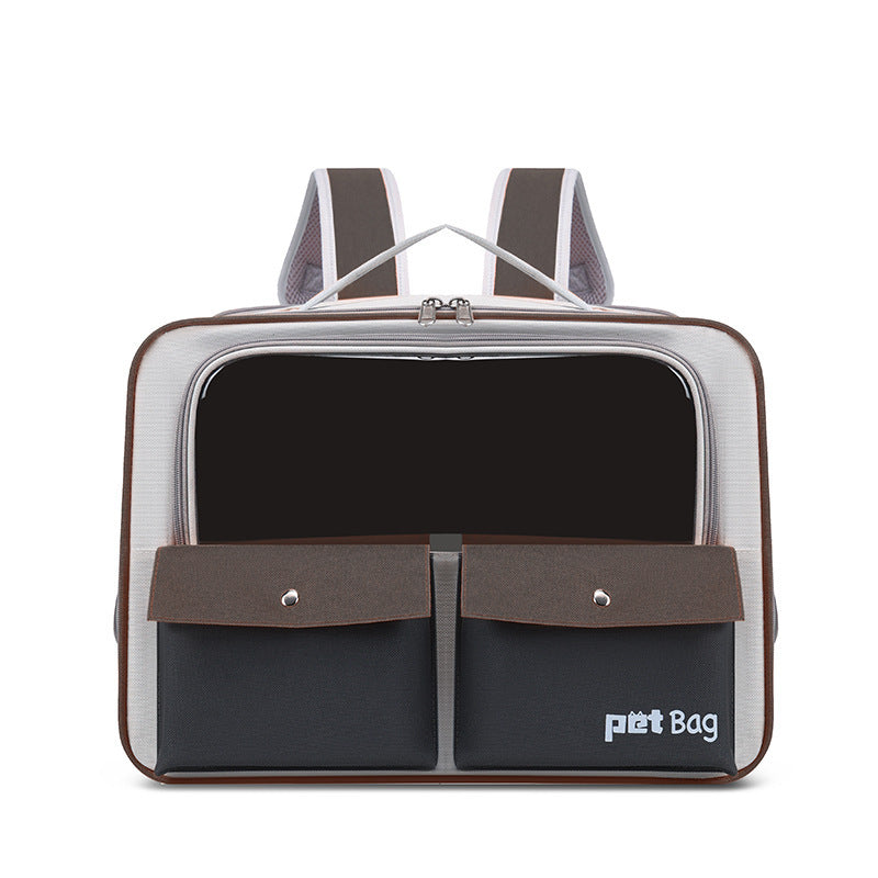 HKM-422675 Breathable Foldable Outdoor Cat Backpack with Large Capacity - Medium Soft Nylon Pet Carrier