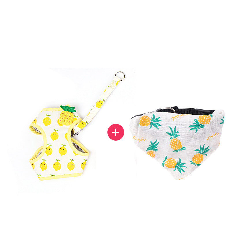 HKM-422675 Cute Fruit Cat Walking Rope with Anti-Breakaway Design in Pink, Green, and Yellow