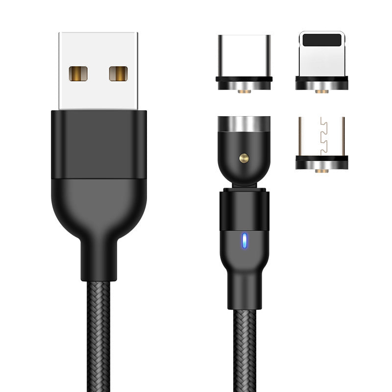 HKM-422675 Rotating Magnetic Charging Cable - 0.5m, 1m, 2m Length Options - Black, Red, Purple