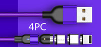 HKM-422675 Rotating Magnetic Charging Cable - 0.5m, 1m, 2m Length Options - Black, Red, Purple