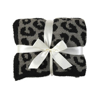 HKM-422803 Leopard Print Fleece-Lined Knitted Sofa Blanket, 130x152CM, Nordic Style, Four Seasons, Available in Multiple Colors