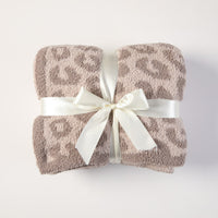 HKM-422803 Leopard Print Fleece-Lined Knitted Sofa Blanket, 130x152CM, Nordic Style, Four Seasons, Available in Multiple Colors