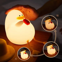 HKM-422803 Rechargeable LED Duck Night Light - Dimmable Silicone Bedside Lamp for Kids' Room Decor