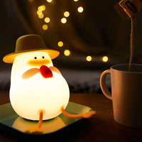 HKM-422803 Rechargeable LED Duck Night Light - Dimmable Silicone Bedside Lamp for Kids' Room Decor