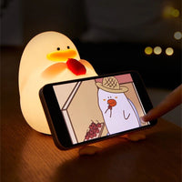 HKM-422803 Rechargeable LED Duck Night Light - Dimmable Silicone Bedside Lamp for Kids' Room Decor