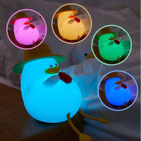 HKM-422803 Rechargeable LED Duck Night Light - Dimmable Silicone Bedside Lamp for Kids' Room Decor
