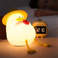 HKM-422803 Rechargeable LED Duck Night Light - Dimmable Silicone Bedside Lamp for Kids' Room Decor