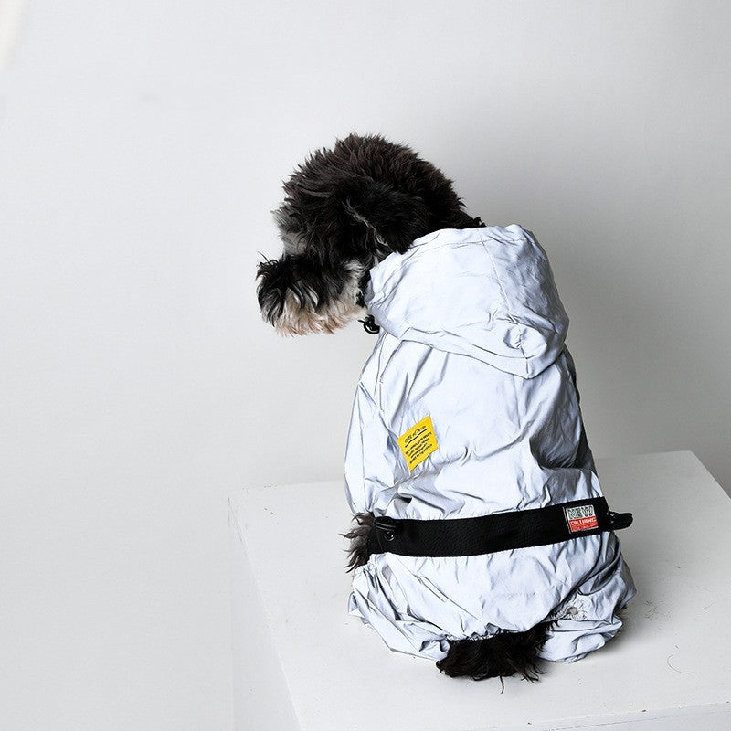 HKM-422931 Reflective Pet Raincoat for Night Walks - Four-Legged and Two-Legged Options in Gray