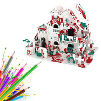 HKM-423059 3D DIY Paper Coloring Puzzle Christmas House Assembly for Kids