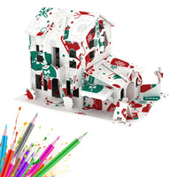 HKM-423059 3D DIY Paper Coloring Puzzle Christmas House Assembly for Kids