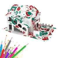 HKM-423059 3D DIY Paper Coloring Puzzle Christmas House Assembly for Kids