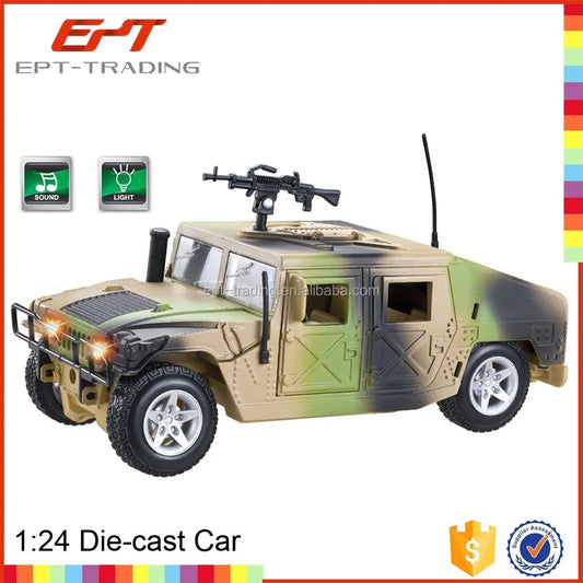 HKM-423123 Diecast 1:24 Alloy Toy Car Model with Light and Sound for Kids