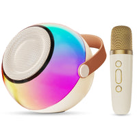 HKM-423187 Mini Karaoke Machine with Colorful Lights and Wireless Microphones