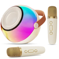 HKM-423187 Mini Karaoke Machine with Colorful Lights and Wireless Microphones