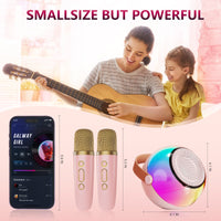 HKM-423187 Mini Karaoke Machine with Colorful Lights and Wireless Microphones