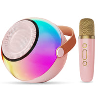 HKM-423187 Mini Karaoke Machine with Colorful Lights and Wireless Microphones