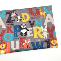 HKM-423315 Alphabet Cartoon Animal Cotton Twill Fabric for Children's Bedding and Clothing, 100% Cotton, 160cm Width