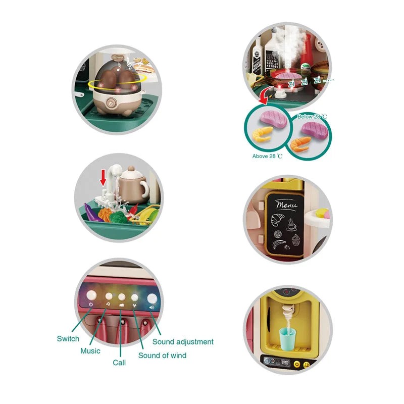 KTX-423315 Musical Kitchen Playset - 93 Piece Pretend Cooking Toy Set for Kids Ages 2-13