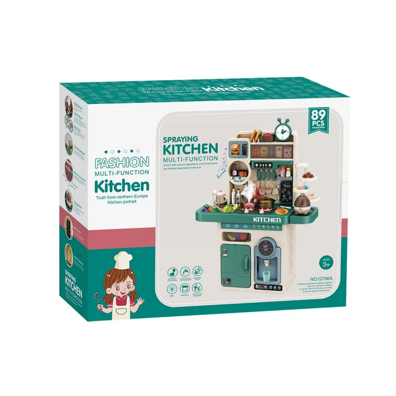 KTX-423315 Musical Kitchen Playset - 93 Piece Pretend Cooking Toy Set for Kids Ages 2-13