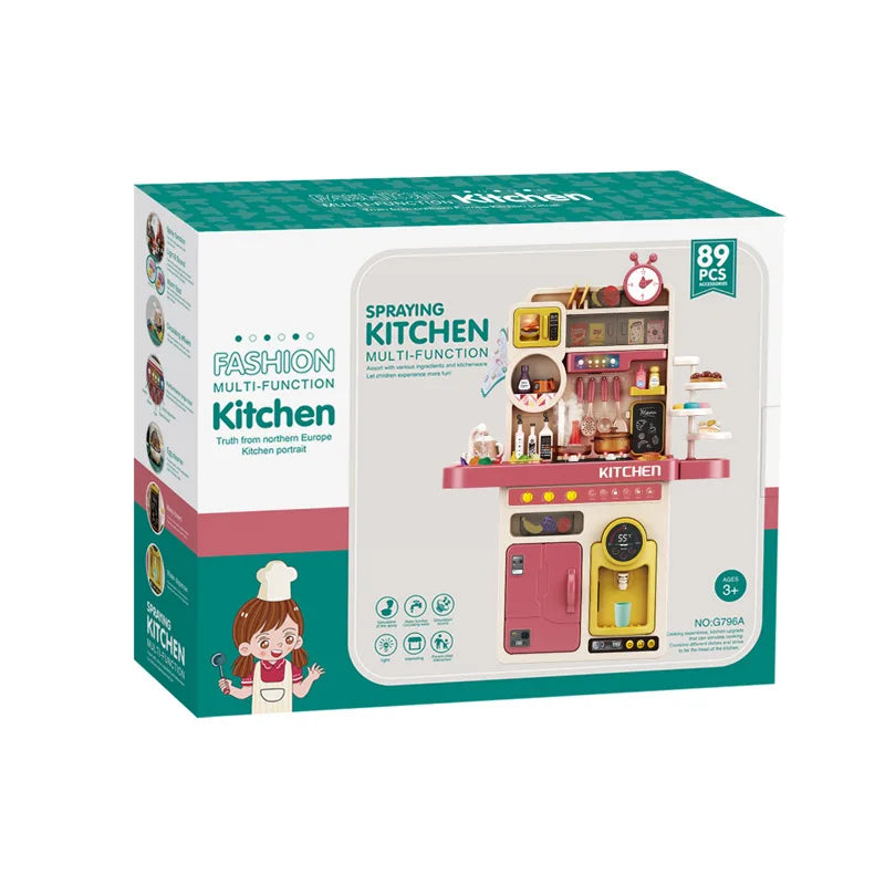 KTX-423315 Musical Kitchen Playset - 93 Piece Pretend Cooking Toy Set for Kids Ages 2-13