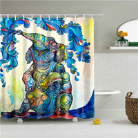 HKM-423315 Waterproof 3D Elephant Pattern Polyester Shower Curtain with Copper Buckles and Hooks