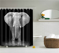 HKM-423315 Waterproof 3D Elephant Pattern Polyester Shower Curtain with Copper Buckles and Hooks