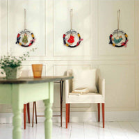 HKM-423443 Creative Wooden Welcome Board with Decorative Garland for Home Entryway