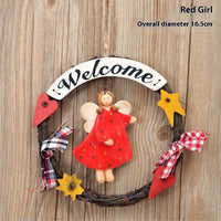 HKM-423443 Creative Wooden Welcome Board with Decorative Garland for Home Entryway