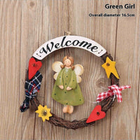 HKM-423443 Creative Wooden Welcome Board with Decorative Garland for Home Entryway