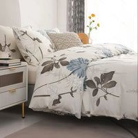 HKM-423635 Big Flower Duvet Cover Set with Pillowcases - Soft Cotton Blend, Available in Multiple Sizes