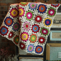 HKM-423699 Imitation Cashmere Knitted Crocheted Blanket - Pastoral Style Round Tablecloth, 80*60 cm