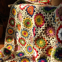 HKM-423699 Imitation Cashmere Knitted Crocheted Blanket - Pastoral Style Round Tablecloth, 80*60 cm