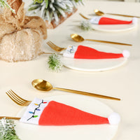 HKM-423763 Festive Cloth Christmas Knife and Fork Set with Small Hat Decoration, 19x8cm