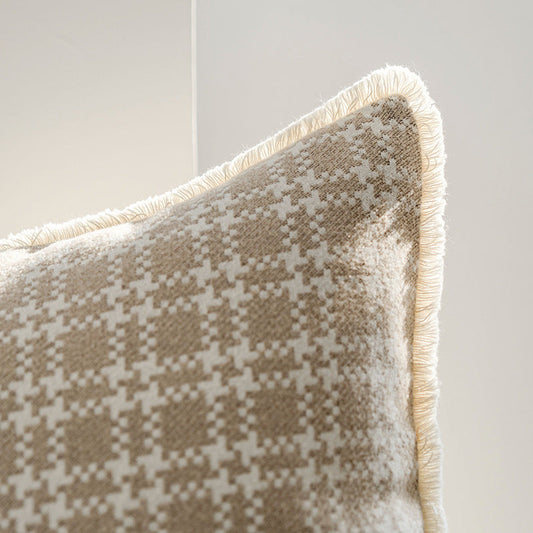 HKM-423763 Oatmeal Square Throw Pillow Cover for Living Room 45x45 cm