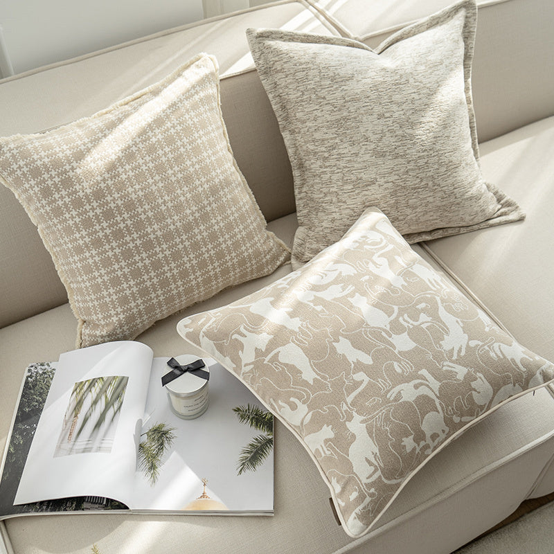 HKM-423763 Oatmeal Square Throw Pillow Cover for Living Room 45x45 cm