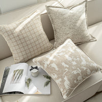 HKM-423763 Oatmeal Square Throw Pillow Cover for Living Room 45x45 cm