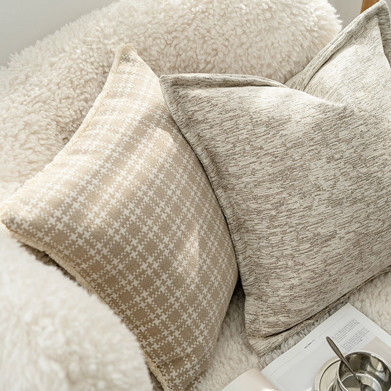 HKM-423763 Oatmeal Square Throw Pillow Cover for Living Room 45x45 cm