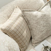 HKM-423763 Oatmeal Square Throw Pillow Cover for Living Room 45x45 cm