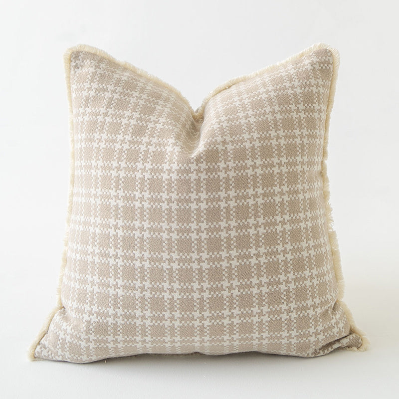 HKM-423763 Oatmeal Square Throw Pillow Cover for Living Room 45x45 cm