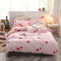 HKM-423955 Aloe Plant and Flower Pattern 4-Piece Bedding Set in Blue