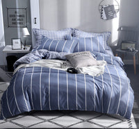 HKM-423955 Aloe Plant and Flower Pattern 4-Piece Bedding Set in Blue
