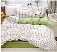 HKM-423955 Aloe Plant and Flower Pattern 4-Piece Bedding Set in Blue