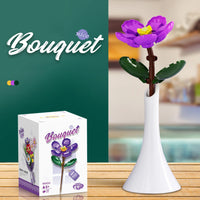 HKM-424211 Single Flower Building Block Toy for Girls - DIY Floral Assembly Kit, Educational Plastic Craft 8+ Years