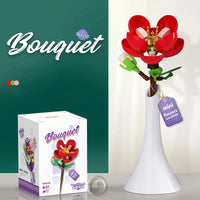 HKM-424211 Single Flower Building Block Toy for Girls - DIY Floral Assembly Kit, Educational Plastic Craft 8+ Years